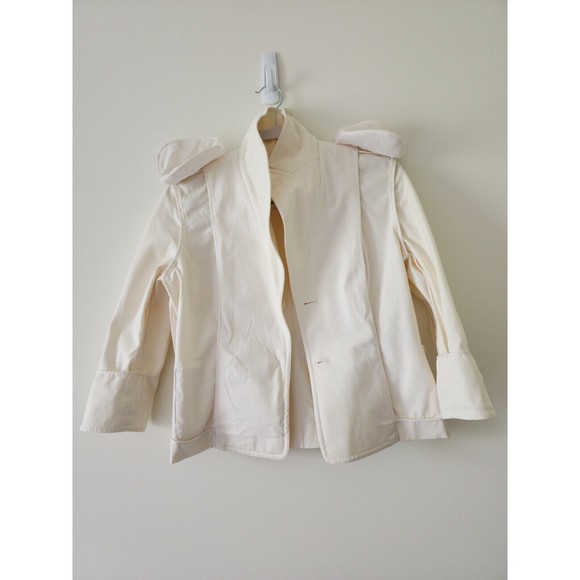 Doncaster Womens 3/4 Sleeve Blazer Jacket Ivory Cotton-Blend Unlined Size 6 - Picture 4 of 8